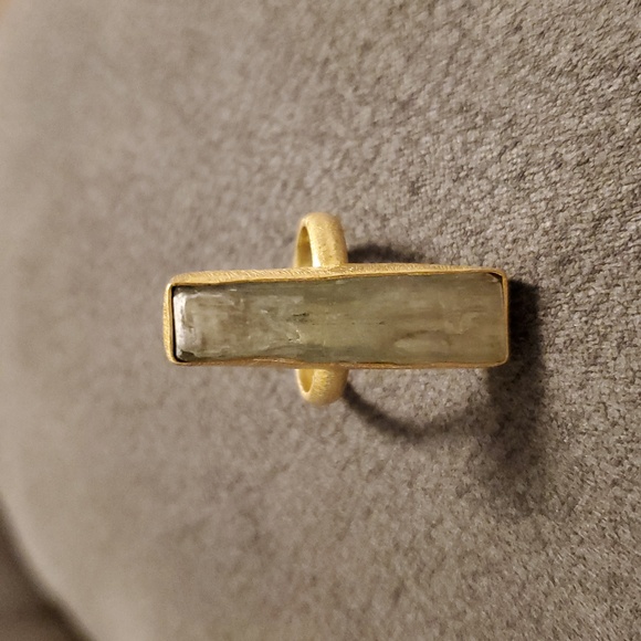 Raw Green Kyanite Ring – Boho Gold Sz 6.5 - Picture 2 of 5